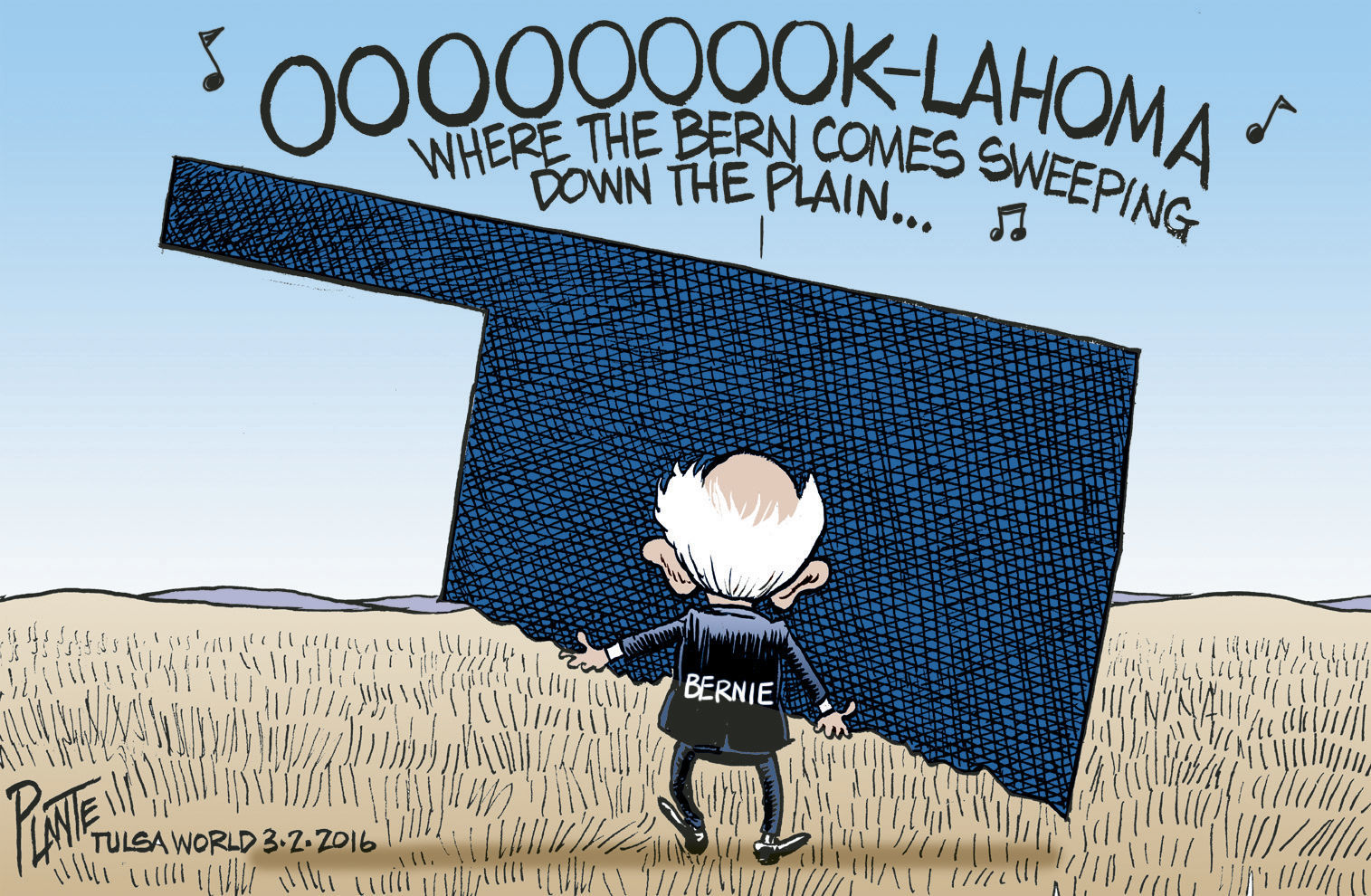 Bruce Plante Cartoon: Bernie Sanders and Oklahoma